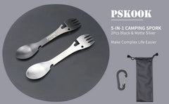 5-in-1 Tactical Spork – Stainless Steel Multi-Tool Camping Utensil