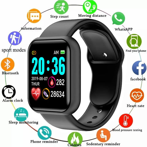 Y68 Smart Watch – Heart Rate, Oxygen & Blood Pressure Monitor for iOS & Android