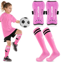 Loogdeel 2-Pair Kids’ Soccer Shin Guards with Socks – Youth Protective Gear