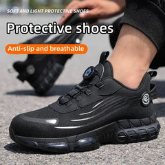 Men’s Rotating Button Safety Work Shoes – Durable Anti-Impact Protective Sneakers