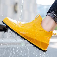 Men’s Waterproof Low-Top Rain Boots – Slip-On Anti-Slip Fishing & Kitchen Shoes