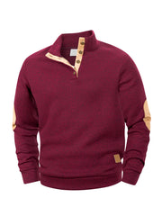 Men’s Henley Stand-Collar Pullover – Casual Long-Sleeve Sweatshirt