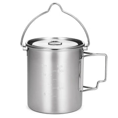 LIXADA 750ml Stainless Steel Camping Mug with Lid & Foldable Handle