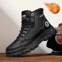 Men’s Winter Plush High-Top Snow Boots – Thick Warm Cotton Outdoor Shoes