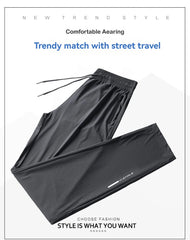 Men’s Ice Silk Quick-Dry Pants – Lightweight Elastic Summer Casual Trousers