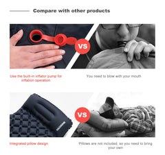 Ultralight Camping Inflatable Sleeping Pad with Built-In Pump & Pillow – Portable Air Mattress for Outdoor Hiking