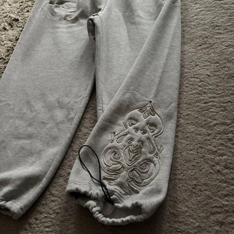 Y2K Double Waist Poker Embroidered Joggers