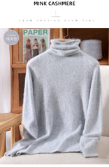 Women’s Mink Cashmere Pullover Sweater – High Collar