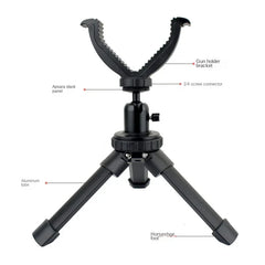 Aluminum Adjustable Rifle Rest Tripod – 360° Rotating V-Yoke Shooting Stand
