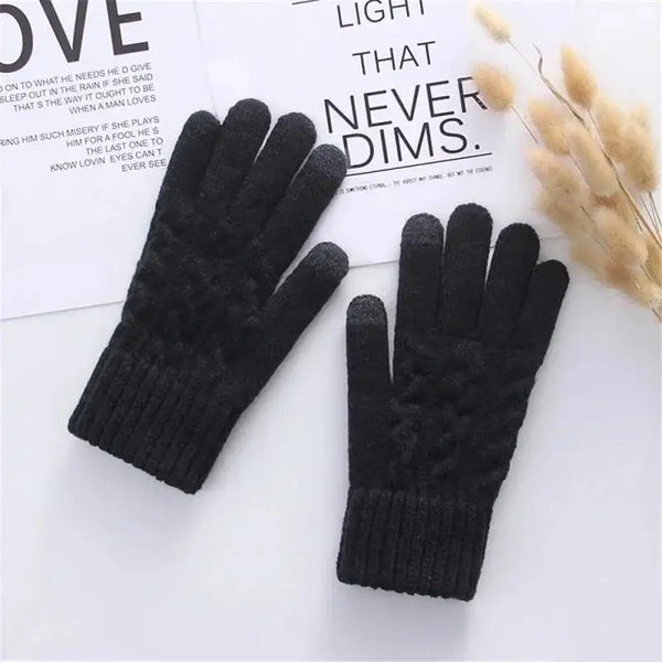 Winter Touchscreen Full-Finger Gloves – Warm Fleece Knit Gloves for Men & Women