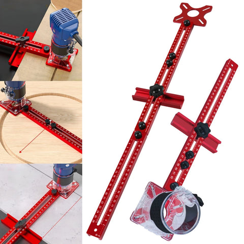 3-in-1 Router Groove & Circle Cutting Jig – Adjustable Aluminum Woodworking Bracket