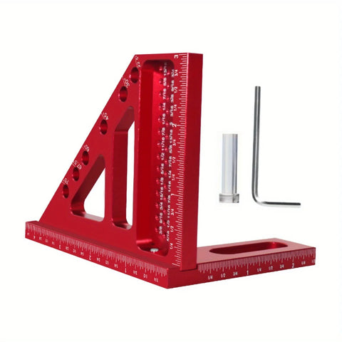 3D Multi-Angle Aluminum Measuring Ruler – 45°/90° Woodworking Square