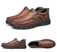 LETCOMFIT Men’s Slip-On Leather Loafers – Anti-Skid All-Season Shoes