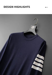 High end luxury brand sweater men personality trend ribbon striped round neck Knitwear autumn and winter Korean casual pullover