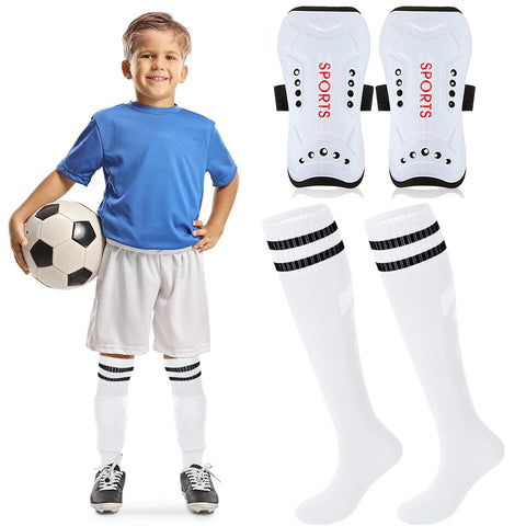 Loogdeel 2-Pair Kids’ Soccer Shin Guards with Socks – Youth Protective Gear