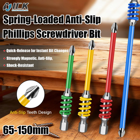 1/4" Hex Phillips Screwdriver Bit – Anti-Slip Spring-Loaded Quick-Release