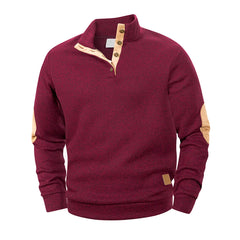 Men’s Henley Stand-Collar Pullover – Casual Long-Sleeve Sweatshirt