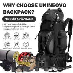 90L Waterproof Hiking Backpack – Large Capacity Camping & Trekking Rucksack for Men