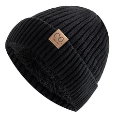 Unisex Two-Tone Fur-Lined Winter Beanie – Warm Knitted Fashion Hat