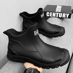 Men’s Waterproof Warm Rubber Rain Boots – Anti-Slip Fishing & Work Shoes