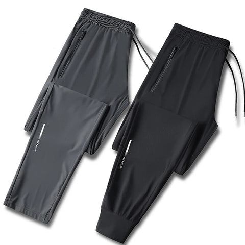 Men’s Ice Silk Quick-Dry Pants – Lightweight Elastic Summer Casual Trousers
