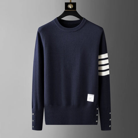 High end luxury brand sweater men personality trend ribbon striped round neck Knitwear autumn and winter Korean casual pullover