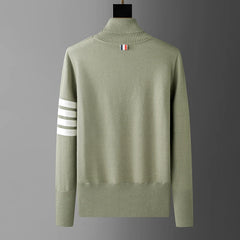 Luxury Men’s Striped Knit Sweater – Trendy Round Neck Autumn/Winter Pullover