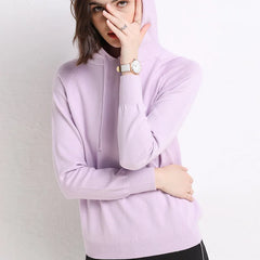 2025 Women’s Hooded Knit Sweater – Loose Casual Autumn/Winter Pullover