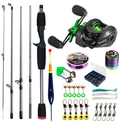 Sougayilang Baitcasting Fishing Rod & Reel Combo Kit – 5-Section Rod with Aluminum Spool Reel for Freshwater Bass Fishing