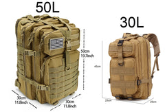 30L/50L Tactical Backpack – MOLLE Outdoor Hiking & Hunting Travel Bag