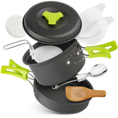 Camping Cookware Set – Portable Backpacker’s Outdoor Cooking Kit with Tableware & Storage Bag
