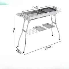 Large Outdoor Stainless Steel Charcoal Grill – Portable Folding BBQ Cooker with Handle, No Installation Needed