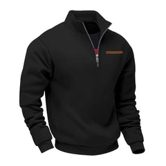 Men’s Heavy Fleece Half-Zip Stand Collar Sweater