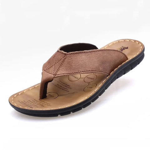 Men’s Summer Leather Slippers – Non-Slip Flip Flops Sandals