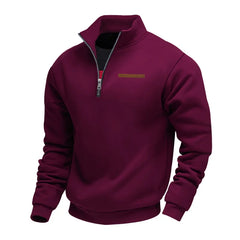Men’s Heavy Fleece Half-Zip Stand Collar Sweater