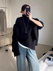 100% Pure Cashmere High-Neck Sweater – Women’s Loose Fit