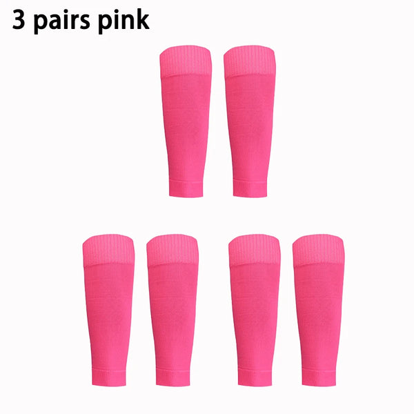 3 Pairs Football Socks with Shin Pad Covers – Men & Women Grip Cutsocks