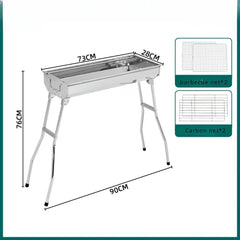 Large Outdoor Stainless Steel Charcoal Grill – Portable Folding BBQ Cooker with Handle, No Installation Needed