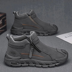 Men’s Casual Labor & Outdoor Climbing Shoes – Zipper, Non-Slip, Wear-Resistant Sneakers