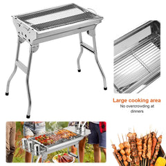 Portable Stainless Steel Foldable Charcoal BBQ Grill – Multi-Function Outdoor Camping & Picnic Barbecue