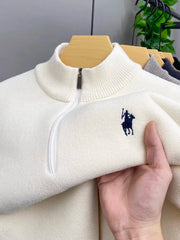 High-Quality Me Half-Zip Sweater – Designer Knit Pullover with Plush Warm Lining & Embroidered Horse Logo