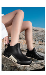 Unisex Short Tube Waterproof Rain Boots – Non-Slip Slip-On Outdoor Rubber Shoes