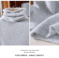 Women’s Mink Cashmere Pullover Sweater – High Collar