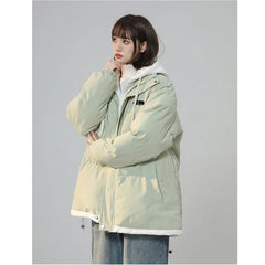 Korean Y2K Letter Patch Padded Jacket – Vintage Harajuku Loose Winter Coat