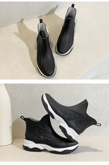 Women’s Waterproof Slip-On Ankle Rain Boots – PVC Anti-Slip Platform Shoes