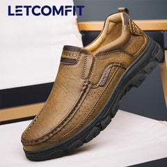 LETCOMFIT Men’s Slip-On Leather Loafers – Anti-Skid All-Season Shoes