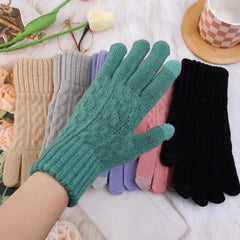 Winter Touchscreen Full-Finger Gloves – Warm Fleece Knit Gloves for Men & Women
