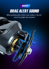 SEASIR Cast-X 7.3:1 Baitcasting Reel – Aluminum Double Spool, Carbon Grip, BFS Micro Fishing Reel