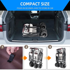 Collapsible Folding Utility Wagon – Heavy-Duty Beach & Camping Cart with Large Capacity