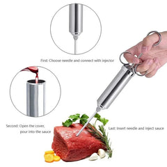 BBQ Meat Marinade Injector Syringe with 3 Stainless Steel Needles – Flavor Infuser for Steak, Pork & Chicken